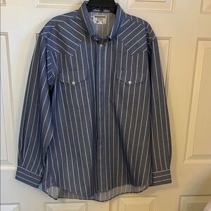 Ruddock Men's Casual Button Down Shirt - Blue/white striped